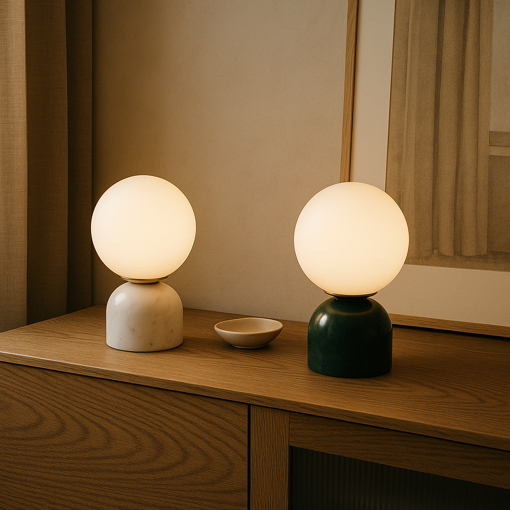 Marble and Glass Table Lamp