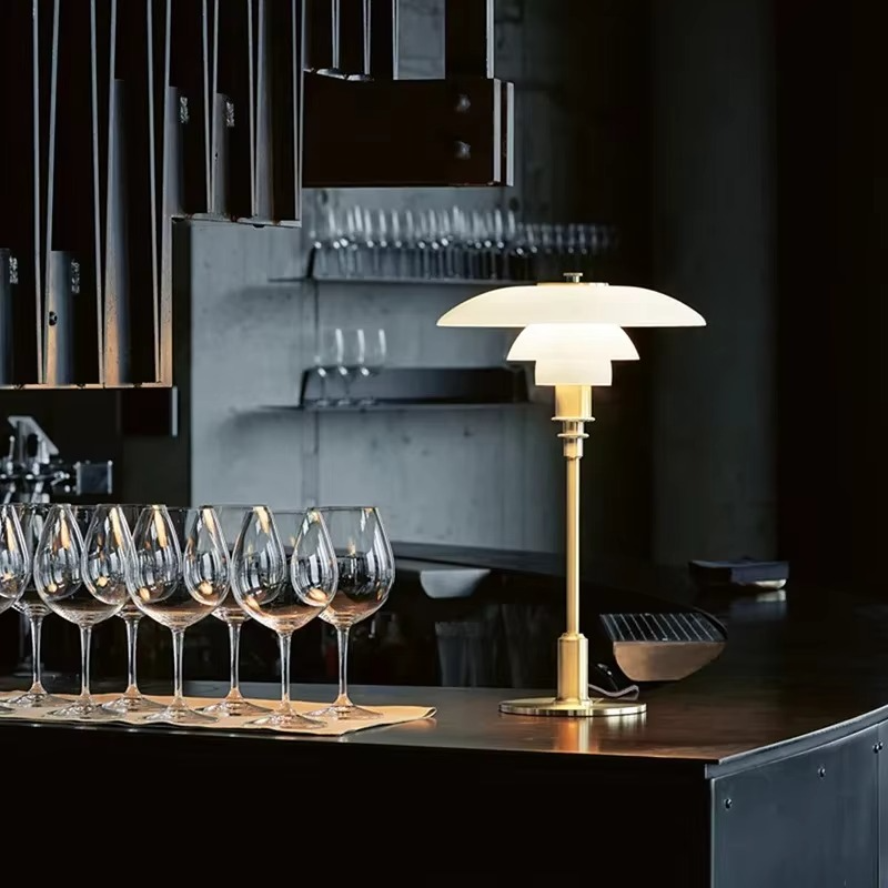 Danish Amber Glass Table Lamp – Timeless Scandinavian Elegance