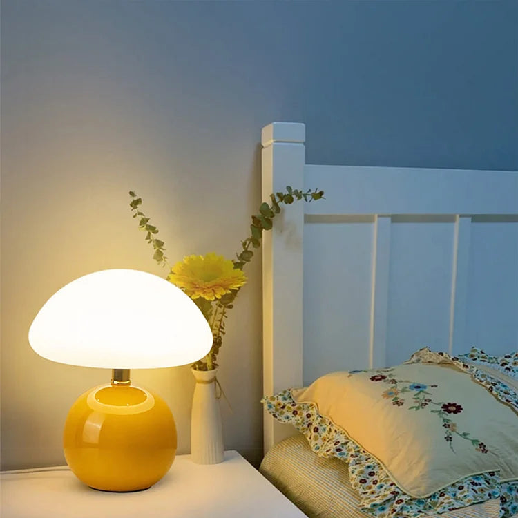 French Ceramic Mushroom Table Lamp