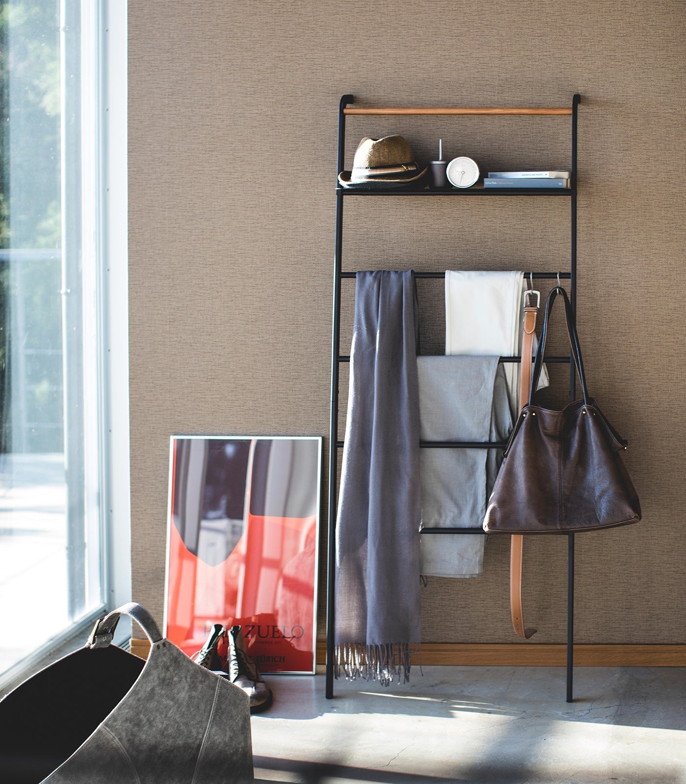 Leaning Storage Ladder With Shelf (63 H)  - Steel