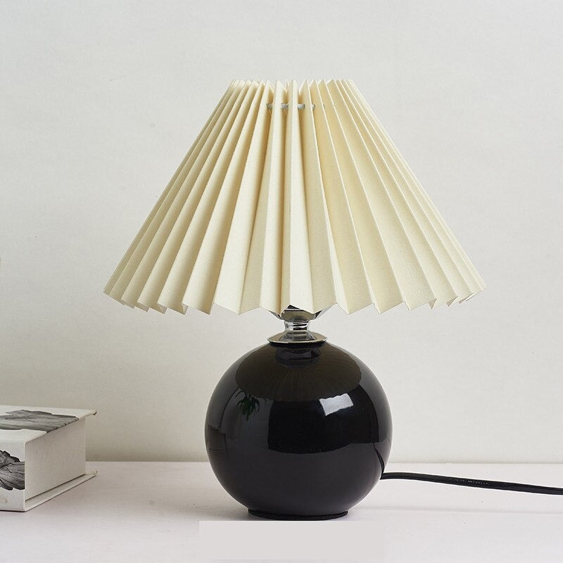 Vintage French Ceramic Table Lamp with Fabric Shade