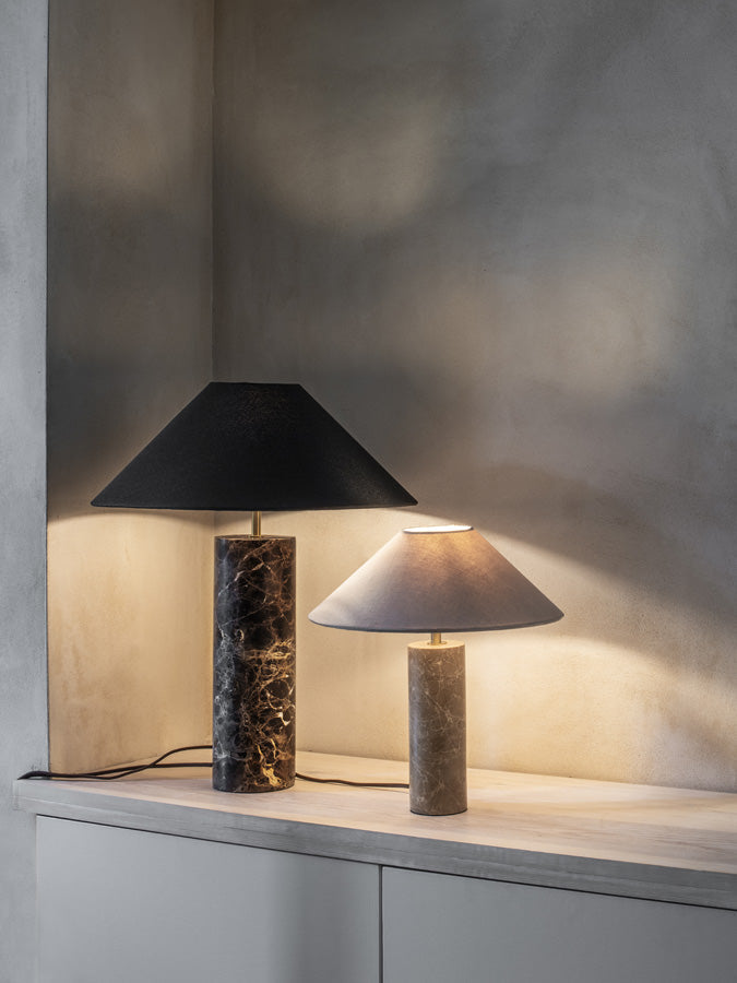 Marble Cylinder Table Lamp with Linen Shade