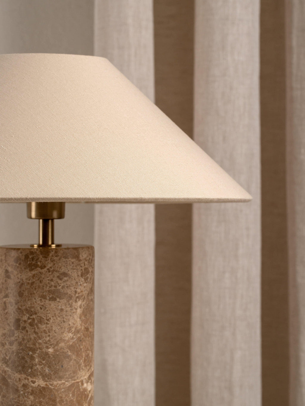 Marble Cylinder Table Lamp with Linen Shade