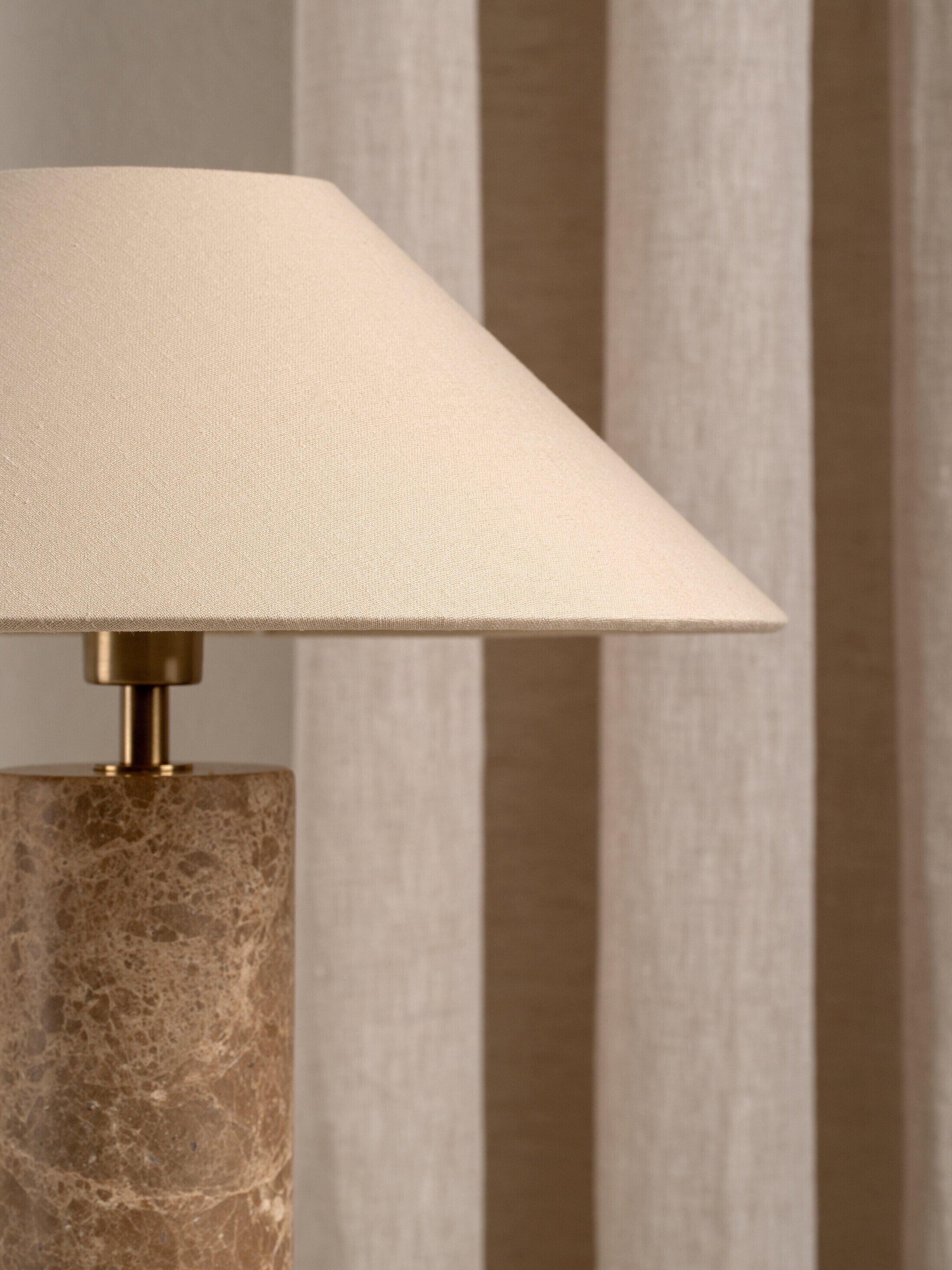 Marble Cylinder Table Lamp with Linen Shade