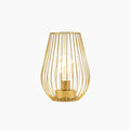 Portable Metal Cage Table Lamp With Warm LED Light