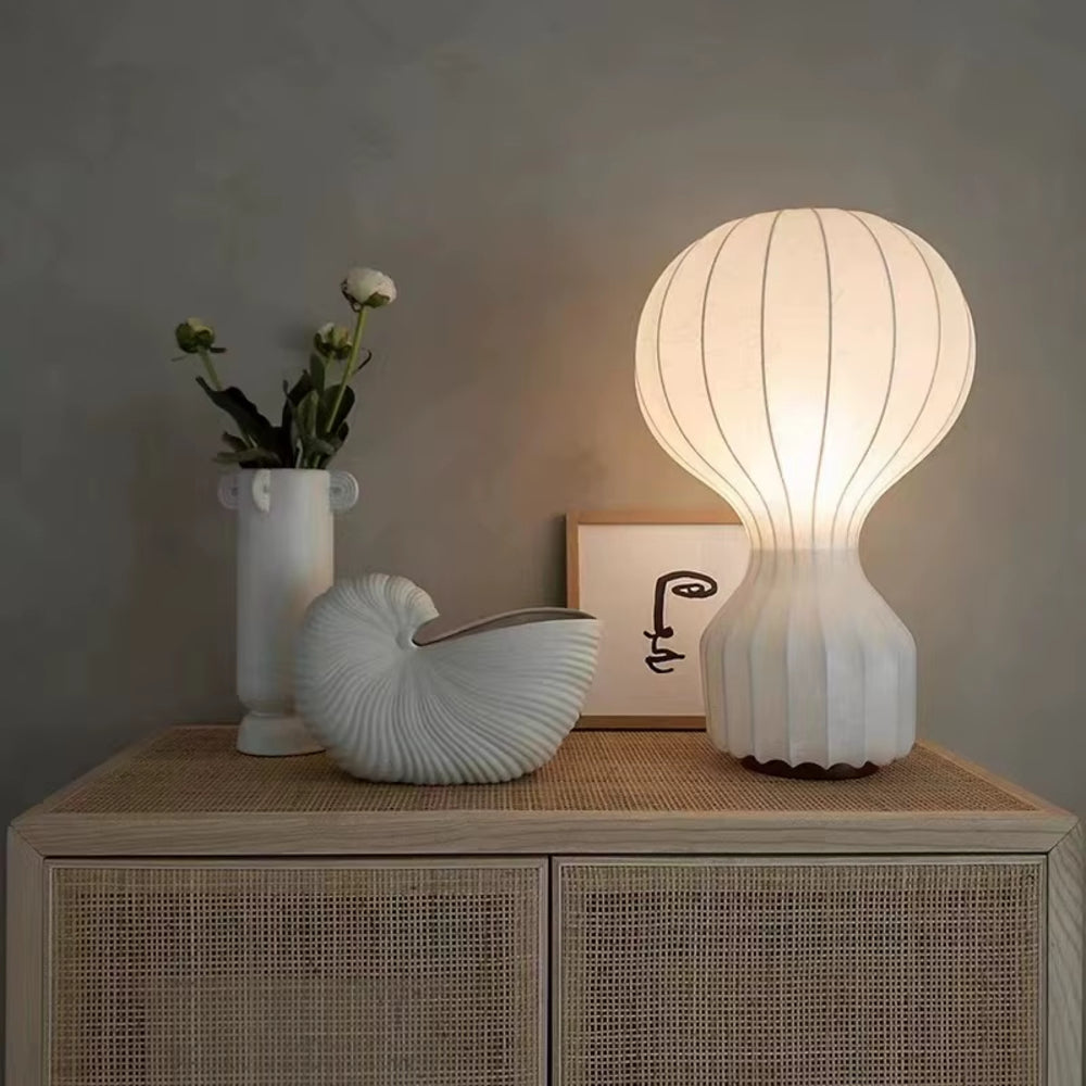 Nordic Silk Table Lamp With Sculptural Fabric Shade Ø18 cm
